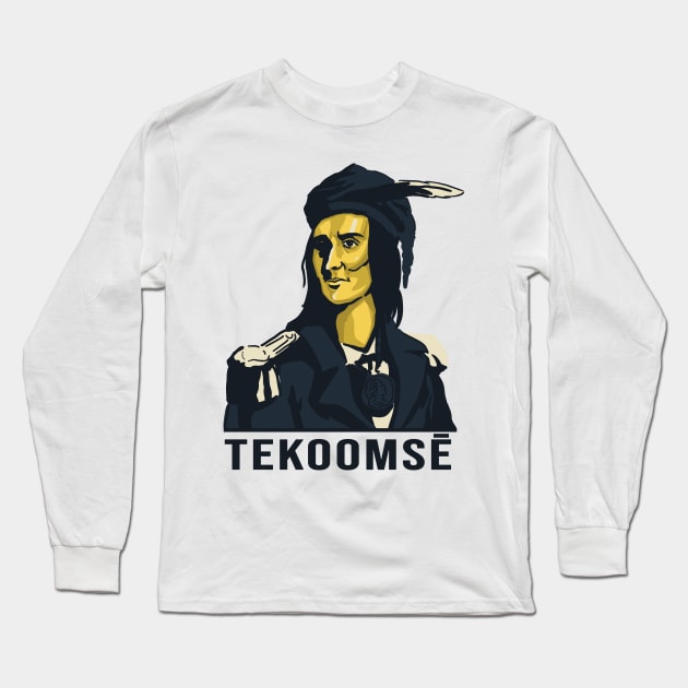 Tekoomsē Native American Vector Design Long Sleeve T-Shirt by Eyanosa